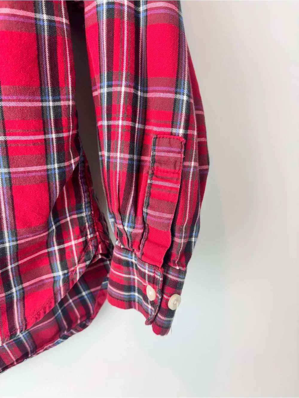 Old Navy Boys Large Red Plaid Flannel Button Down Shirt 100% Cotton